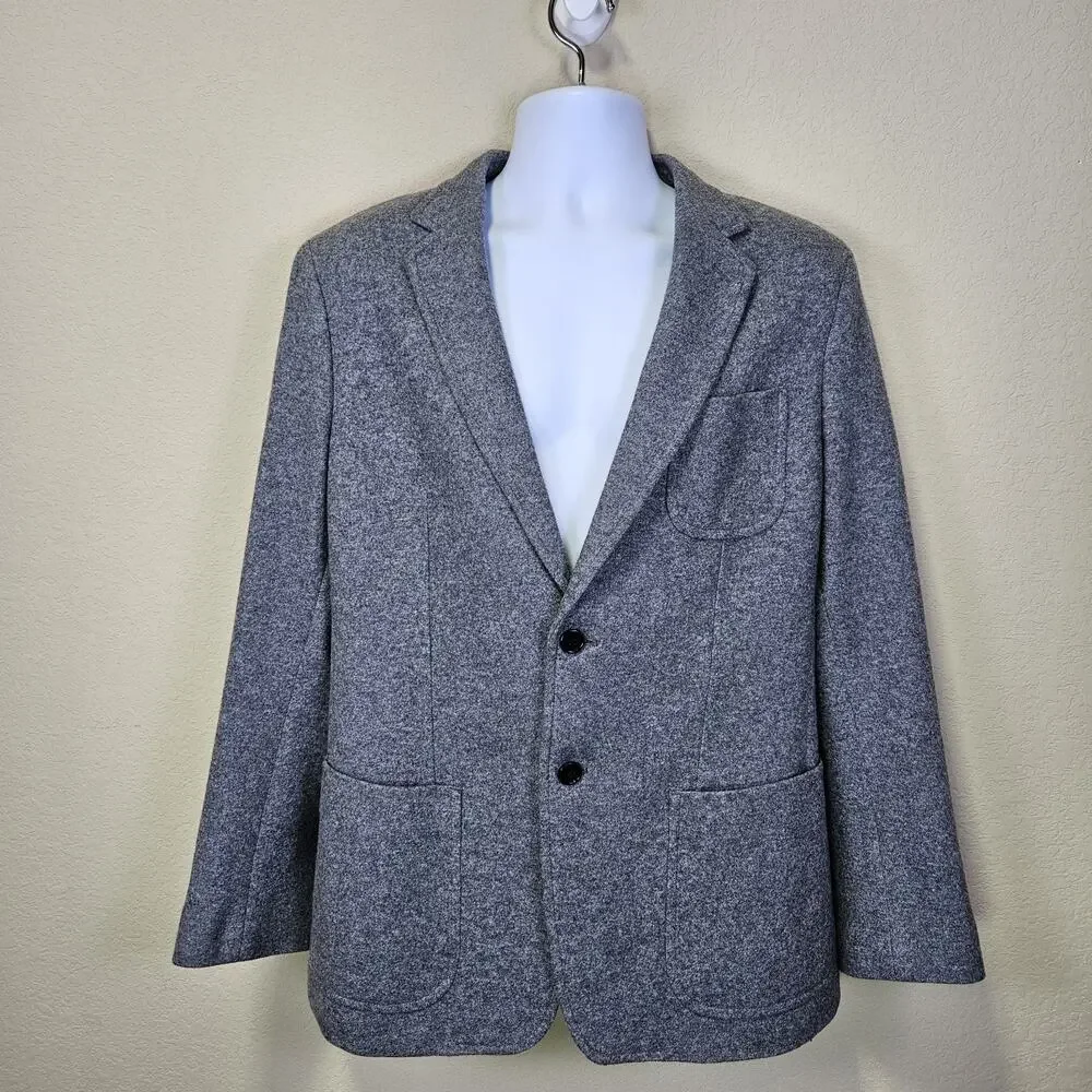 Banana Republic Blazer Mens 42R Slim Mario Bellucci Italian Wool Sport Coat Gray